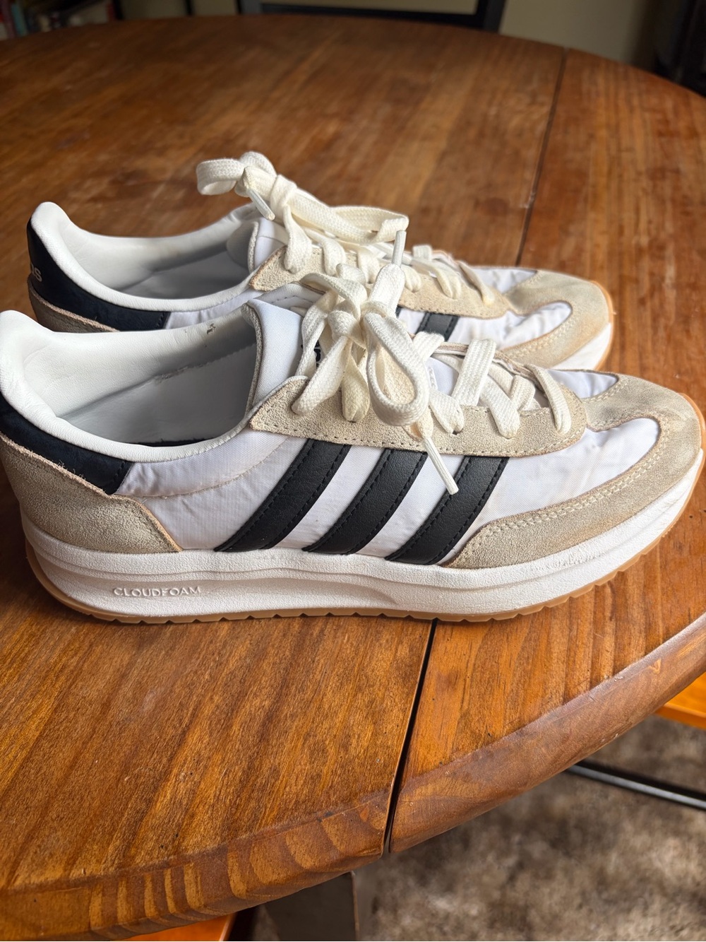 adidas White and Black Classic Lace-Up Sneakers